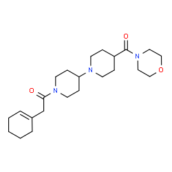 ChemSpider 2D Image | 2-(1-Cyclohexen-1-yl)-1-[4-(4-morpholinylcarbonyl)-1,4'-bipiperidin-1'-yl]ethanone | C23H37N3O3