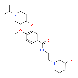 ChemSpider 2D Image | N-[2-(3-Hydroxy-1-piperidinyl)ethyl]-3-[(1-isopropyl-4-piperidinyl)oxy]-4-methoxybenzamide | C23H37N3O4