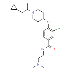 ChemSpider 2D Image | 3-Chloro-4-{[1-(1-cyclopropyl-2-propanyl)-4-piperidinyl]oxy}-N-[2-(dimethylamino)ethyl]benzamide | C22H34ClN3O2
