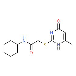 ChemSpider 2D Image | propanamide, N-cyclohexyl-2-[(1,6-dihydro-4-methyl-6-oxo-2-pyrimidinyl)thio]- | C14H21N3O2S