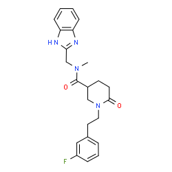 ChemSpider 2D Image | N-(1H-Benzimidazol-2-ylmethyl)-1-[2-(3-fluorophenyl)ethyl]-N-methyl-6-oxo-3-piperidinecarboxamide | C23H25FN4O2
