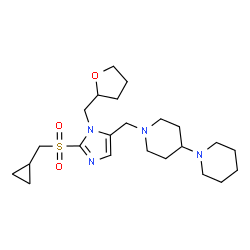ChemSpider 2D Image | 1'-({2-[(Cyclopropylmethyl)sulfonyl]-1-(tetrahydro-2-furanylmethyl)-1H-imidazol-5-yl}methyl)-1,4'-bipiperidine | C23H38N4O3S