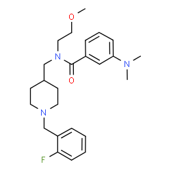 ChemSpider 2D Image | 3-(Dimethylamino)-N-{[1-(2-fluorobenzyl)-4-piperidinyl]methyl}-N-(2-methoxyethyl)benzamide | C25H34FN3O2
