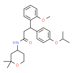 ChemSpider 2D Image | N-(2,2-Dimethyltetrahydro-2H-pyran-4-yl)-3-(4-isopropoxyphenyl)-3-(2-methoxyphenyl)propanamide | C26H35NO4