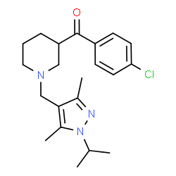 ChemSpider 2D Image | (4-Chlorophenyl){1-[(1-isopropyl-3,5-dimethyl-1H-pyrazol-4-yl)methyl]-3-piperidinyl}methanone | C21H28ClN3O