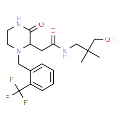 ChemSpider 2D Image | N-(3-Hydroxy-2,2-dimethylpropyl)-2-{3-oxo-1-[2-(trifluoromethyl)benzyl]-2-piperazinyl}acetamide | C19H26F3N3O3