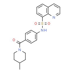 ChemSpider 2D Image | N-{4-[(4-Methyl-1-piperidinyl)carbonyl]phenyl}-8-quinolinesulfonamide | C22H23N3O3S