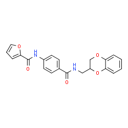 ChemSpider 2D Image | N-{4-[(2,3-Dihydro-1,4-benzodioxin-2-ylmethyl)carbamoyl]phenyl}-2-furamide | C21H18N2O5