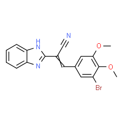 ChemSpider 2D Image | 2-(1H-Benzimidazol-2-yl)-3-(3-bromo-4,5-dimethoxyphenyl)acrylonitrile | C18H14BrN3O2