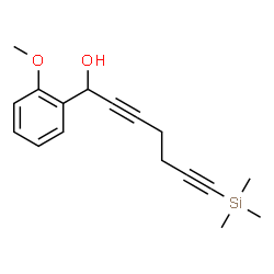 ChemSpider 2D Image | 1-(2-Methoxyphenyl)-7-(trimethylsilyl)-2,6-heptadiyn-1-ol | C17H22O2Si