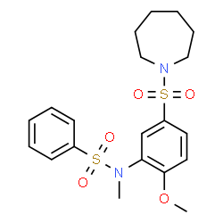 ChemSpider 2D Image | N-[5-(1-Azepanylsulfonyl)-2-methoxyphenyl]-N-methylbenzenesulfonamide | C20H26N2O5S2