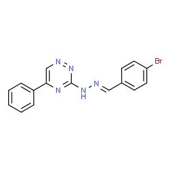 ChemSpider 2D Image | 3-[(2E)-2-(4-Bromobenzylidene)hydrazino]-5-phenyl-1,2,4-triazine | C16H12BrN5