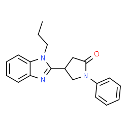 ChemSpider 2D Image | 1-Phenyl-4-(1-propyl-1H-benzimidazol-2-yl)-2-pyrrolidinone | C20H21N3O
