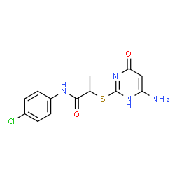 ChemSpider 2D Image | 2-[(4-amino-6-oxo-3H-pyrimidin-2-yl)sulfanyl]-N-(4-chlorophenyl)propanamide | C13H13ClN4O2S
