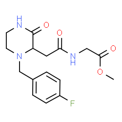 ChemSpider 2D Image | Methyl N-{[1-(4-fluorobenzyl)-3-oxo-2-piperazinyl]acetyl}glycinate | C16H20FN3O4