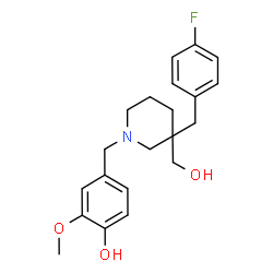 ChemSpider 2D Image | 4-{[3-(4-Fluorobenzyl)-3-(hydroxymethyl)-1-piperidinyl]methyl}-2-methoxyphenol | C21H26FNO3