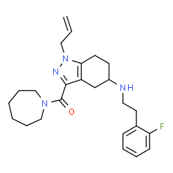 ChemSpider 2D Image | (1-Allyl-5-{[2-(2-fluorophenyl)ethyl]amino}-4,5,6,7-tetrahydro-1H-indazol-3-yl)(1-azepanyl)methanone | C25H33FN4O