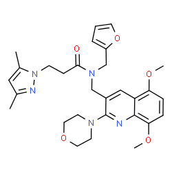 ChemSpider 2D Image | N-{[5,8-Dimethoxy-2-(4-morpholinyl)-3-quinolinyl]methyl}-3-(3,5-dimethyl-1H-pyrazol-1-yl)-N-(2-furylmethyl)propanamide | C29H35N5O5