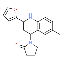 ChemSpider 2D Image | 1-[2-(2-Furyl)-6-methyl-1,2,3,4-tetrahydro-4-quinolinyl]-2-pyrrolidinone | C18H20N2O2