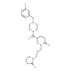 ChemSpider 2D Image | 5-{[4-(3-Fluorobenzyl)-1-piperazinyl]carbonyl}-1-[3-(2-oxo-1-pyrrolidinyl)propyl]-2-piperidinone | C24H33FN4O3