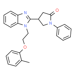 ChemSpider 2D Image | 4-{1-[2-(2-Methylphenoxy)ethyl]-1H-benzimidazol-2-yl}-1-phenyl-2-pyrrolidinone | C26H25N3O2