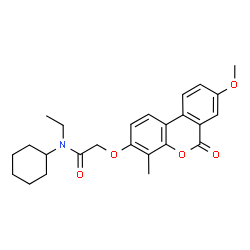 ChemSpider 2D Image | N-Cyclohexyl-N-ethyl-2-[(8-methoxy-4-methyl-6-oxo-6H-benzo[c]chromen-3-yl)oxy]acetamide | C25H29NO5
