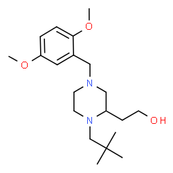ChemSpider 2D Image | 2-[4-(2,5-Dimethoxybenzyl)-1-(2,2-dimethylpropyl)-2-piperazinyl]ethanol | C20H34N2O3