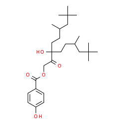 ChemSpider 2D Image | 3-Hydroxy-6,8,8-trimethyl-2-oxo-3-(3,5,5-trimethylhexyl)nonyl 4-hydroxybenzoate | C28H46O5