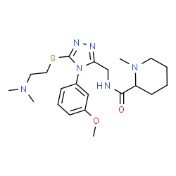 ChemSpider 2D Image | N-{[5-{[2-(Dimethylamino)ethyl]sulfanyl}-4-(3-methoxyphenyl)-4H-1,2,4-triazol-3-yl]methyl}-1-methyl-2-piperidinecarboxamide | C21H32N6O2S