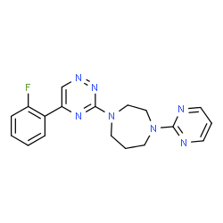 ChemSpider 2D Image | 1-[5-(2-Fluorophenyl)-1,2,4-triazin-3-yl]-4-(2-pyrimidinyl)-1,4-diazepane | C18H18FN7