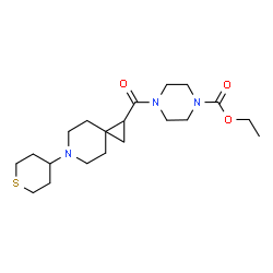 ChemSpider 2D Image | Ethyl 4-{[6-(tetrahydro-2H-thiopyran-4-yl)-6-azaspiro[2.5]oct-1-yl]carbonyl}-1-piperazinecarboxylate | C20H33N3O3S