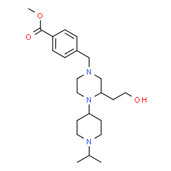 ChemSpider 2D Image | Methyl 4-{[3-(2-hydroxyethyl)-4-(1-isopropyl-4-piperidinyl)-1-piperazinyl]methyl}benzoate | C23H37N3O3