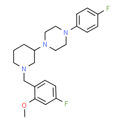 ChemSpider 2D Image | 1-[1-(4-Fluoro-2-methoxybenzyl)-3-piperidinyl]-4-(4-fluorophenyl)piperazine | C23H29F2N3O