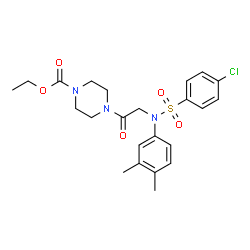 ChemSpider 2D Image | Ethyl 4-{N-[(4-chlorophenyl)sulfonyl]-N-(3,4-dimethylphenyl)glycyl}-1-piperazinecarboxylate | C23H28ClN3O5S