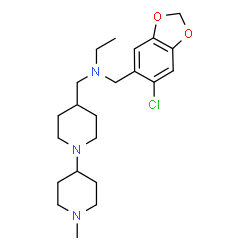 ChemSpider 2D Image | N-[(6-Chloro-1,3-benzodioxol-5-yl)methyl]-N-[(1'-methyl-1,4'-bipiperidin-4-yl)methyl]ethanamine | C22H34ClN3O2