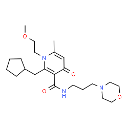ChemSpider 2D Image | 2-(Cyclopentylmethyl)-1-(2-methoxyethyl)-6-methyl-N-[3-(4-morpholinyl)propyl]-4-oxo-1,4-dihydro-3-pyridinecarboxamide | C23H37N3O4