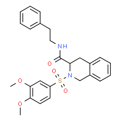 ChemSpider 2D Image | 2-[(3,4-Dimethoxyphenyl)sulfonyl]-N-(2-phenylethyl)-1,2,3,4-tetrahydro-3-isoquinolinecarboxamide | C26H28N2O5S