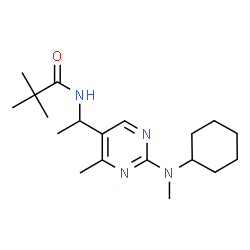 ChemSpider 2D Image | N-(1-{2-[Cyclohexyl(methyl)amino]-4-methyl-5-pyrimidinyl}ethyl)-2,2-dimethylpropanamide | C19H32N4O