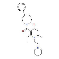ChemSpider 2D Image | 2-Ethyl-6-methyl-3-[(4-phenyl-1-azepanyl)carbonyl]-1-[2-(1-piperidinyl)ethyl]-4(1H)-pyridinone | C28H39N3O2