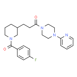 ChemSpider 2D Image | 3-[1-(4-Fluorobenzoyl)-3-piperidinyl]-1-[4-(2-pyridinyl)-1-piperazinyl]-1-propanone | C24H29FN4O2