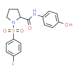 ChemSpider 2D Image | 1-[(4-Fluorophenyl)sulfonyl]-N-(4-hydroxyphenyl)prolinamide | C17H17FN2O4S
