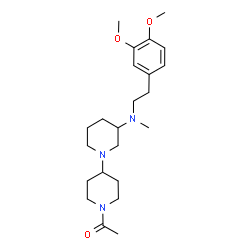 ChemSpider 2D Image | 1-(3-{[2-(3,4-Dimethoxyphenyl)ethyl](methyl)amino}-1,4'-bipiperidin-1'-yl)ethanone | C23H37N3O3