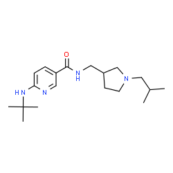 ChemSpider 2D Image | 6-(tert-butylamino)-N-[(1-isobutylpyrrolidin-3-yl)methyl]pyridine-3-carboxamide | C19H32N4O
