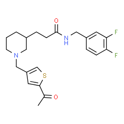 ChemSpider 2D Image | 3-{1-[(5-Acetyl-3-thienyl)methyl]-3-piperidinyl}-N-(3,4-difluorobenzyl)propanamide | C22H26F2N2O2S