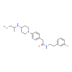 ChemSpider 2D Image | N-[2-(3-Fluorophenyl)ethyl]-2-(4-{4-[(1-methoxy-2-propanyl)amino]-1-piperidinyl}phenyl)acetamide | C25H34FN3O2