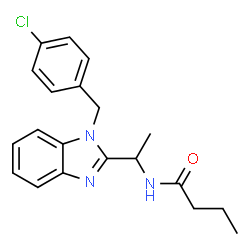 ChemSpider 2D Image | N-{1-[1-(4-Chlorobenzyl)-1H-benzimidazol-2-yl]ethyl}butanamide | C20H22ClN3O