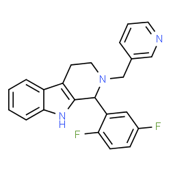 ChemSpider 2D Image | 1-(2,5-Difluorophenyl)-2-(3-pyridinylmethyl)-2,3,4,9-tetrahydro-1H-beta-carboline | C23H19F2N3