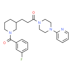 ChemSpider 2D Image | 3-[1-(3-Fluorobenzoyl)-3-piperidinyl]-1-[4-(2-pyridinyl)-1-piperazinyl]-1-propanone | C24H29FN4O2