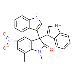 ChemSpider 2D Image | 1',7'-Dimethyl-5'-nitro-1H,1''H-3,3':3',3''-terindol-2'(1'H)-one | C26H20N4O3