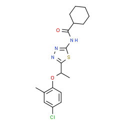 ChemSpider 2D Image | N-{5-[1-(4-Chloro-2-methylphenoxy)ethyl]-1,3,4-thiadiazol-2-yl}cyclohexanecarboxamide | C18H22ClN3O2S
